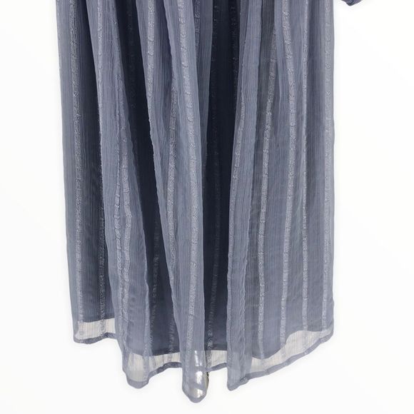 ASOS Maternity Off Shoulder Blue Stripe Mini Dress with Sheer Blouson Sleeve - Picture 8 of 14